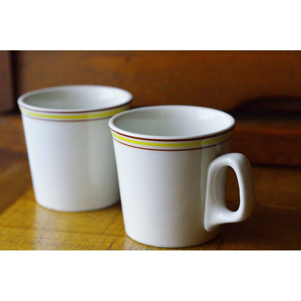 Set of 2 Vintage Restaurant Coffee Mugs Hotel Ware Stripes Steelite Intern.